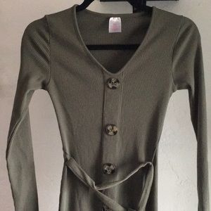 Button Down Olive Green Sweater Dress